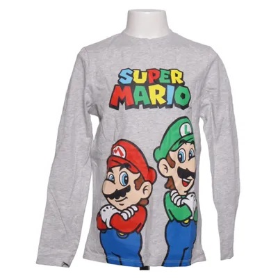 T-shirt à manches longues (Gris, Multicolore) de Super Mario Coton