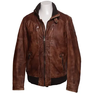 Leather jacket (Brown) from Mauritius Cotton, Leather, Polyester