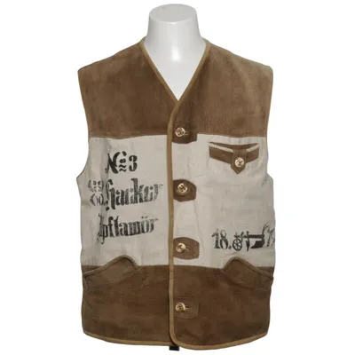 Gilet en cuir (Marron, Beige) de Julius Lang Acétate, Cuir, Polyester