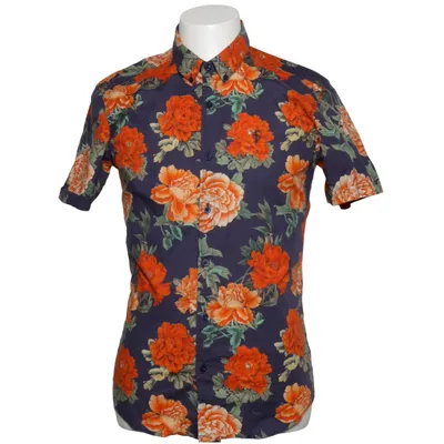 Korte mouwen shirt (Blauw, Oranje, Groen) van Father & Sons Katoen, Elastaan