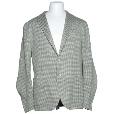 Blazer (Vert, Blanc) de Boglioli Coton, Cupro, Lin, Viscose