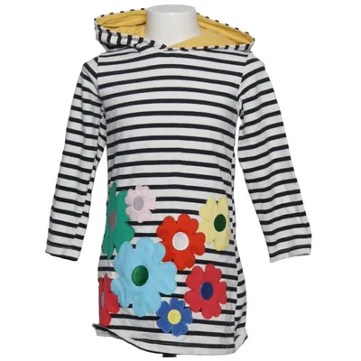 Kapuzenkleid (Blau, Weiß, Mehrfarbig) Baumwolle