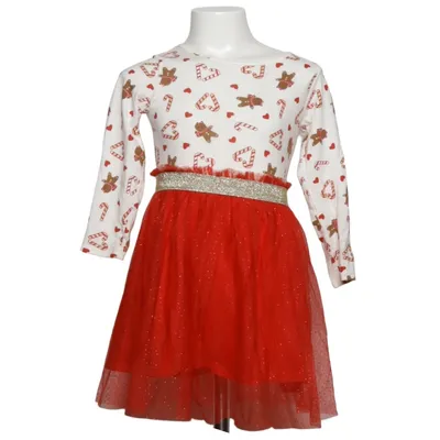Dress (White, Red, Multicolored) from Inextenso Cotton, Polyester