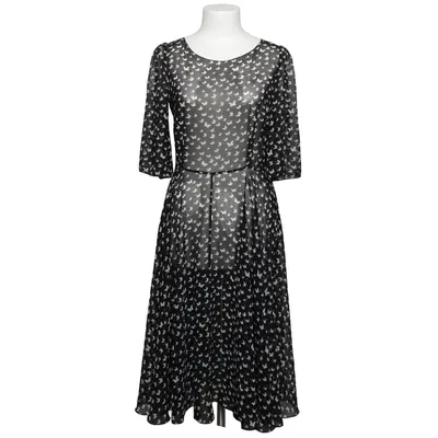 Dress (Black, White) from Dolce & Gabbana Elastane, Polyamide, Silk