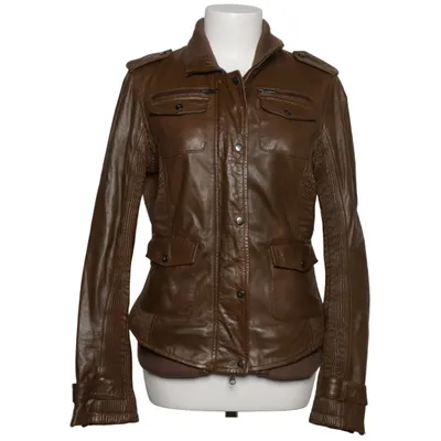 Leather jacket (Brown) from Jofama Cotton, Leather, Polyester