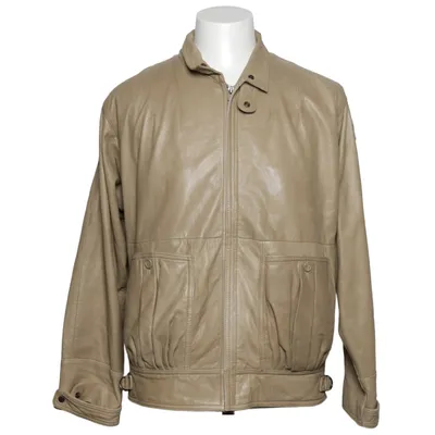 Læderjakke (Beige) fra Gianni Feraud Bomuld, Læder, Polyester