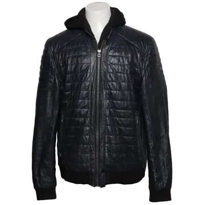 Leather jacket (Blue, Black) from Gipsy Cotton, Elastane, Leather, Nylon, Polyester