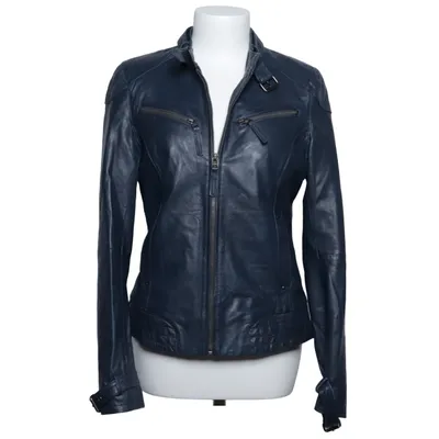 Leather jacket (Blue) from Maze Cotton, Leather, Polyester