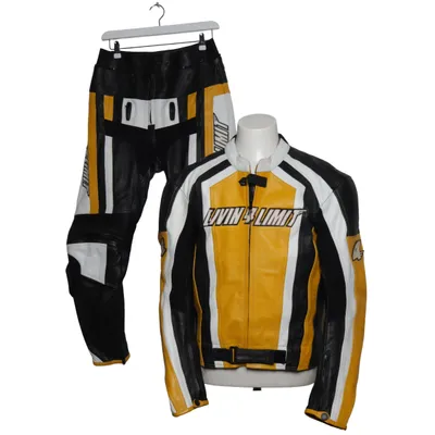 Motorcycle gear (Black, White, Yellow) from Living 4 Limit Leather, Polyester