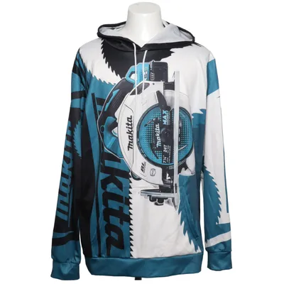 Hættetrøje (Blå, Sort, Hvid) fra Makita Polyester