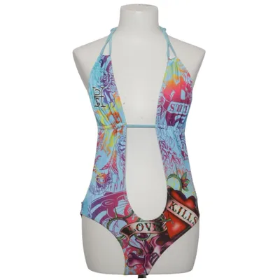 Swimsuit (Blue, Multicolored) from Ed Hardy by Christian Audigier Elastane, Polyester