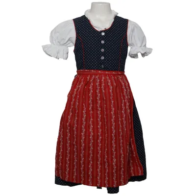 Dirndl (Blå, Röd, Vit) från Isar-Trachten Bomull