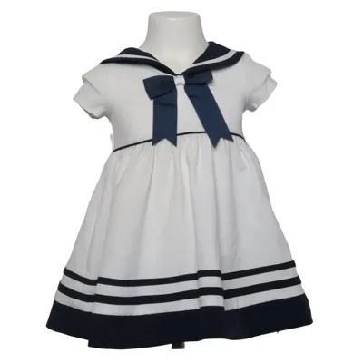 Dress (White, Blue) from Bonnie Jean Polyester