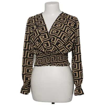 Wrap blouse (Black, Beige) from Joy Elastane, Polyester