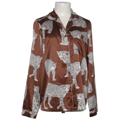 Pyjamahemd (Braun, Weiß) von Chelsea Peers Elasthan, Recyceltes Polyester