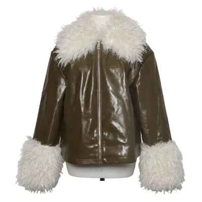 Shearlingjakke (Grøn, Hvid) fra Primark Polyester, Polyurethan