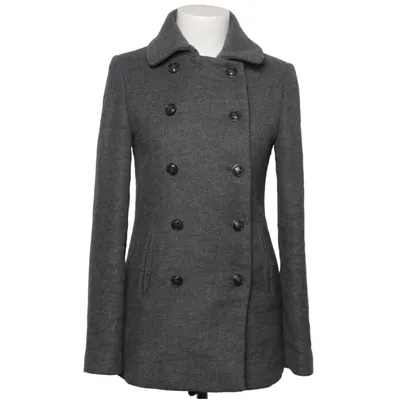 Pea coat (Gray) from Suzanna Polyester, Wool