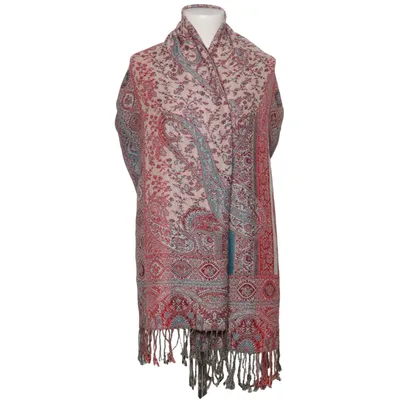 Halsduk (Blå, Röd, Flerfärgad) från Pashmina Kashmir, Silke