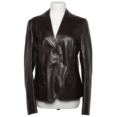 Læderblazer (Brun) fra René Lezard Læder, Viscose