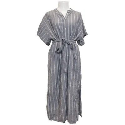 Blousejurk (Blauw, Wit) van Uniqlo Katoen, Linnen, Viscose