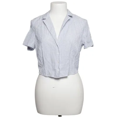 Short sleeve shirt (Blue, White) from Bershka Cotton, Elastane, Polyester