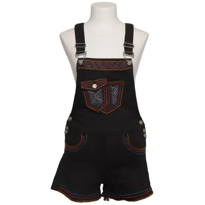 Overalls shorts (Sort, Flerfarvet) fra Miss RJ Bomuld, Elastan, Polyester