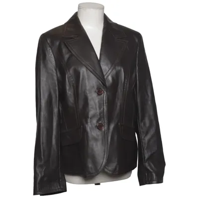 Læderblazer (Brun) fra Walter Acetat, Læder, Viscose