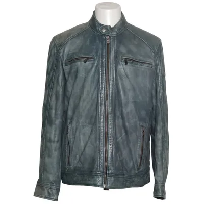 Leren jack (Blauw, Grijs) van Engbers Katoen, Leer, Polyester