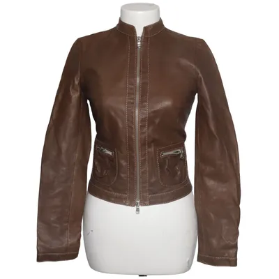 Veste en cuir (Marron) de United Colors of Benetton Acétate, Cuir, Viscose