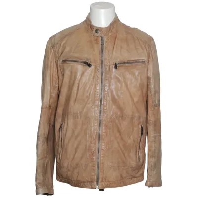 Läderjacka (Brun) från Engbers Bomull, Skinn, Polyester