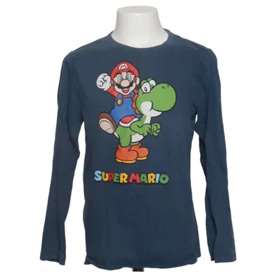 Langærmet t-shirt (Blå, Flerfarvet) fra Super Mario Bomuld