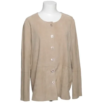 Læderjakke (Beige) fra Selection by Ulla Popken Læder, Polyester