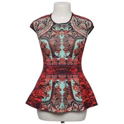 Peplum top (Red, Multicolored) from Clover Canyon Elastane, Polyester, Polyurethane
