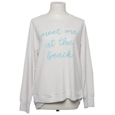 Sweatshirt (White, Blue) from Philosophy Republic Clothing Elastane, Polyester, Viscose