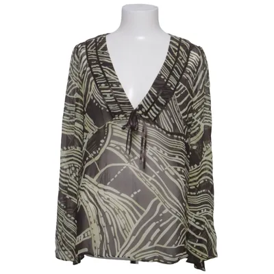 Blouse (Black, Beige) from Kaliko Polyester, Silk
