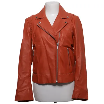 Veste de motard (Rouge) de MKT Studio Coton, Cuir, Polyester