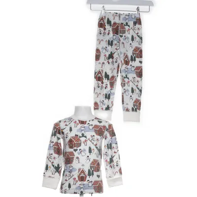 Pyjamas (Vit, Flerfärgad) från Polarn O. Pyret Elastan, Ekologisk bomull