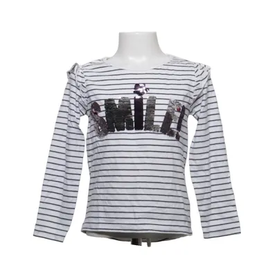 Langærmet t-shirt (Hvid, Blå) fra BOB Bomuld