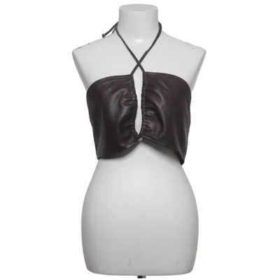 Crop top (Brun) fra Gestuz Læder, Polyester