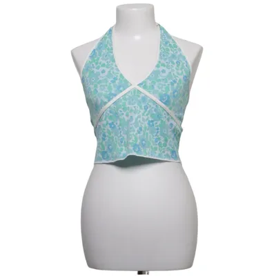 Halter neck top (Blue, Green, White) from Zara Cotton, Polyester, Viscose