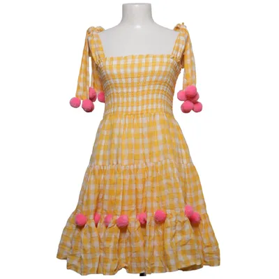 Jurk (Geel, Wit, Roze) van Sundress Katoen, Metallvezel