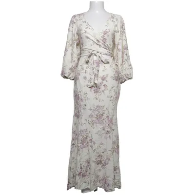 Wrap dress (Beige, Purple) from Adoore Linen, Polyester, Viscose