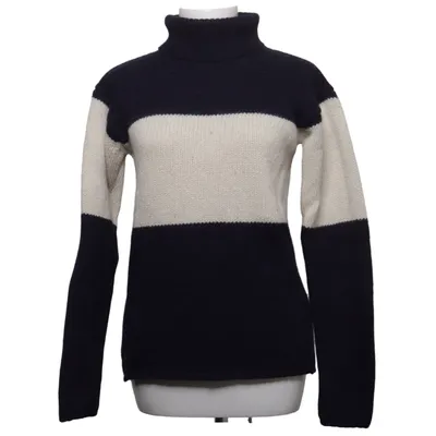 Rollkragenpullover (Blau, Beige) von Blanc Bleu Seide, Wolle