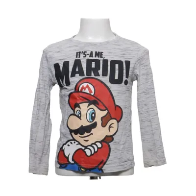 T-shirt à manches longues (Gris, Multicolore) de Super Mario Coton, Viscose