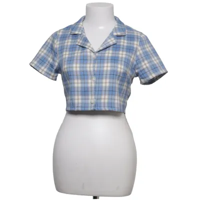 Kortärmad skjorta (Blå, Vit, Brun) från Shein Elastan, Polyester