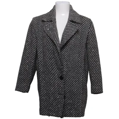 Manteau (Noir, Blanc) de Louis Féraud Polyuréthane, Viscose, Laine