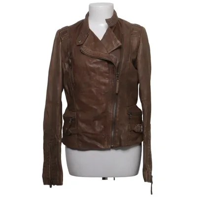 Veste de motard (Marron) de Oakwood Coton, Cuir, Polyester