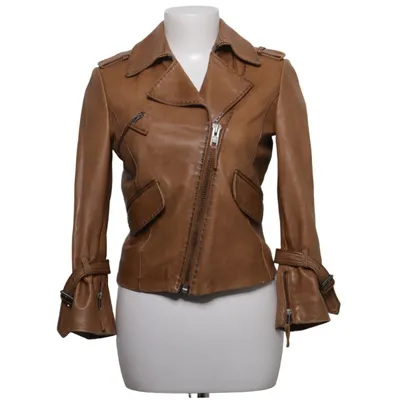 Veste de motard (Marron) de Ermanno Scervino Cuir, Viscose