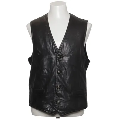 Leather vest (Black) Acetate, Leather, Polyamide