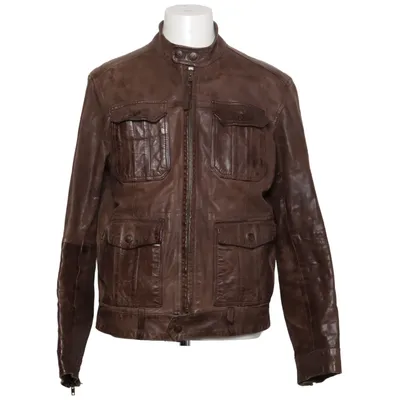 Läderjacka (Brun) från Zara Man Bomull, Skinn, Polyester